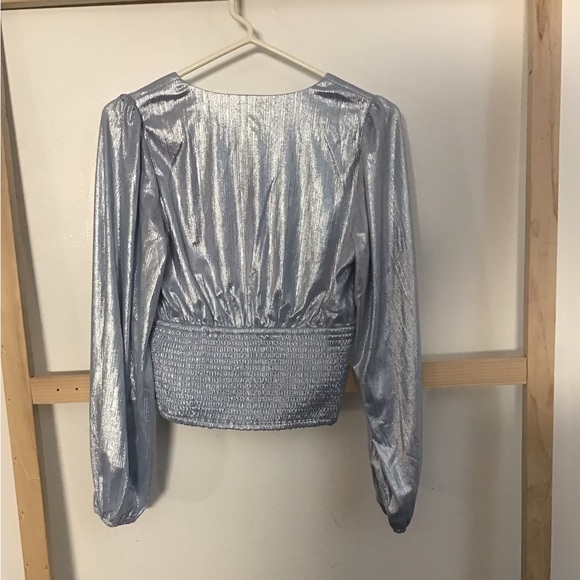 Anthropologie flat white light blue blouse top - Picture 2 of 2